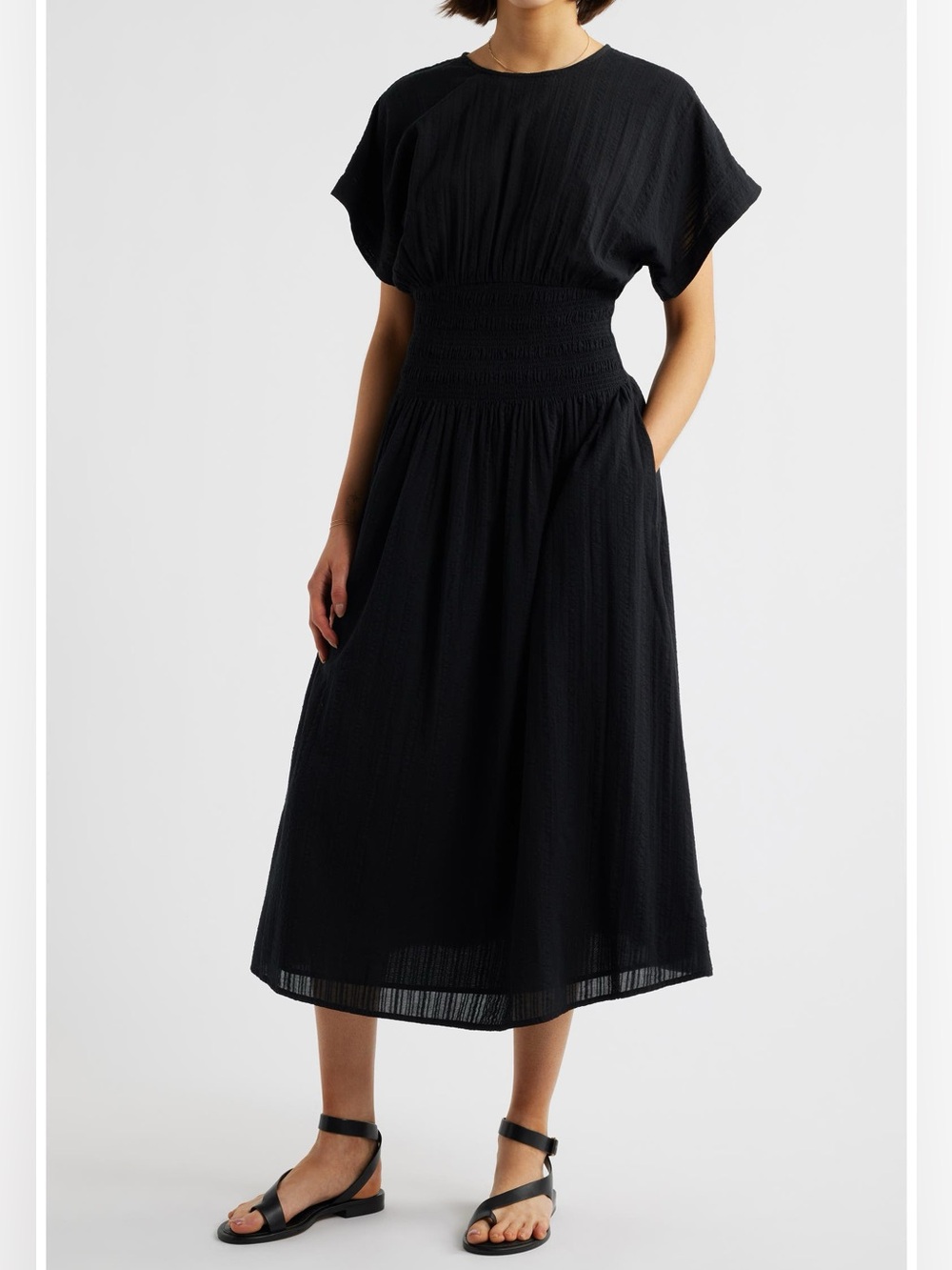 Madewell Smocked Waist Seersucker Dress